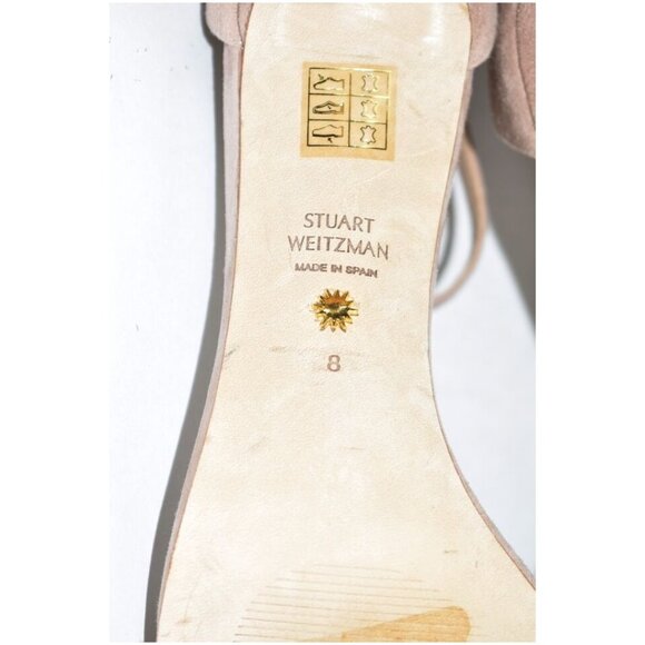 $475 STUART WEITZMAN NUNAKED STRAP SANDAL SUEDE DOLCE TAUPE NUDIST 8 (4) (DB12) - Picture 6 of 6